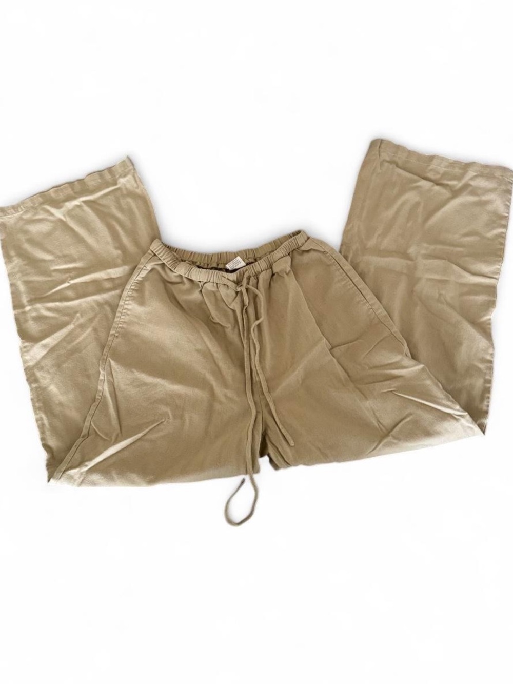 Relaxed Wide Leg Drawstring Pants in Khaki